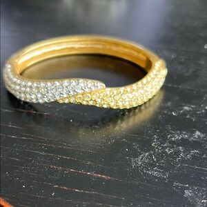 Vintage NOLAN MILLER Gold and Silver Two-Tone Crystal Bracelet